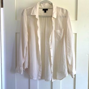 Sheer white button down collared shirt